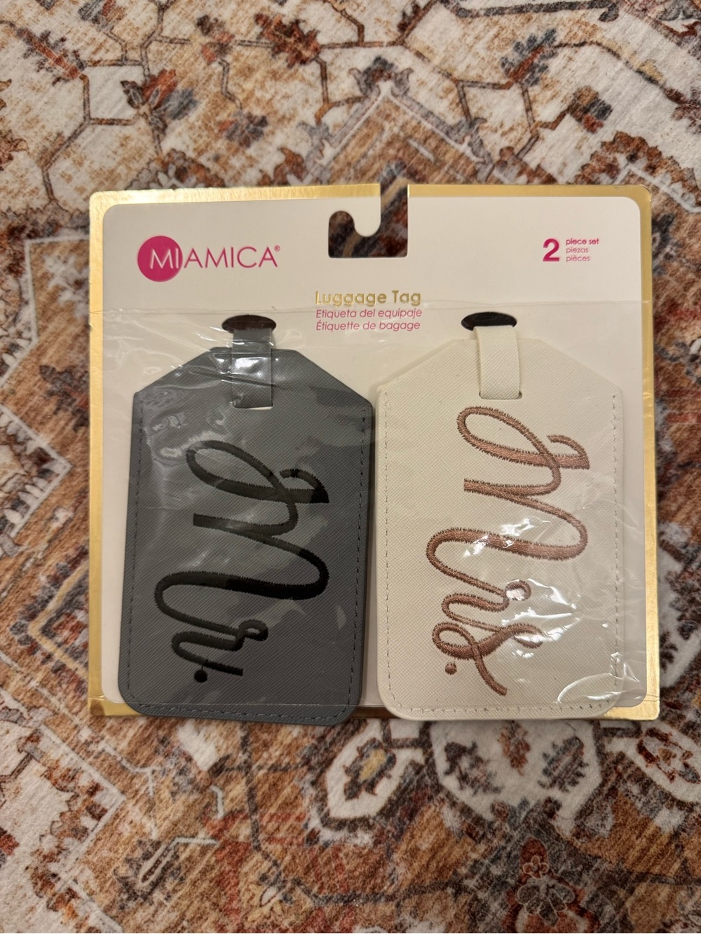 MIAMICA "Mr." and "Mrs." Luggage Tag Set - Gray & Cream